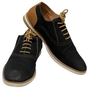 STEVE MADDEN MENS LEATHER OXFORDS FANTOM STYLE BLACK DRESS SHOES SZ 8